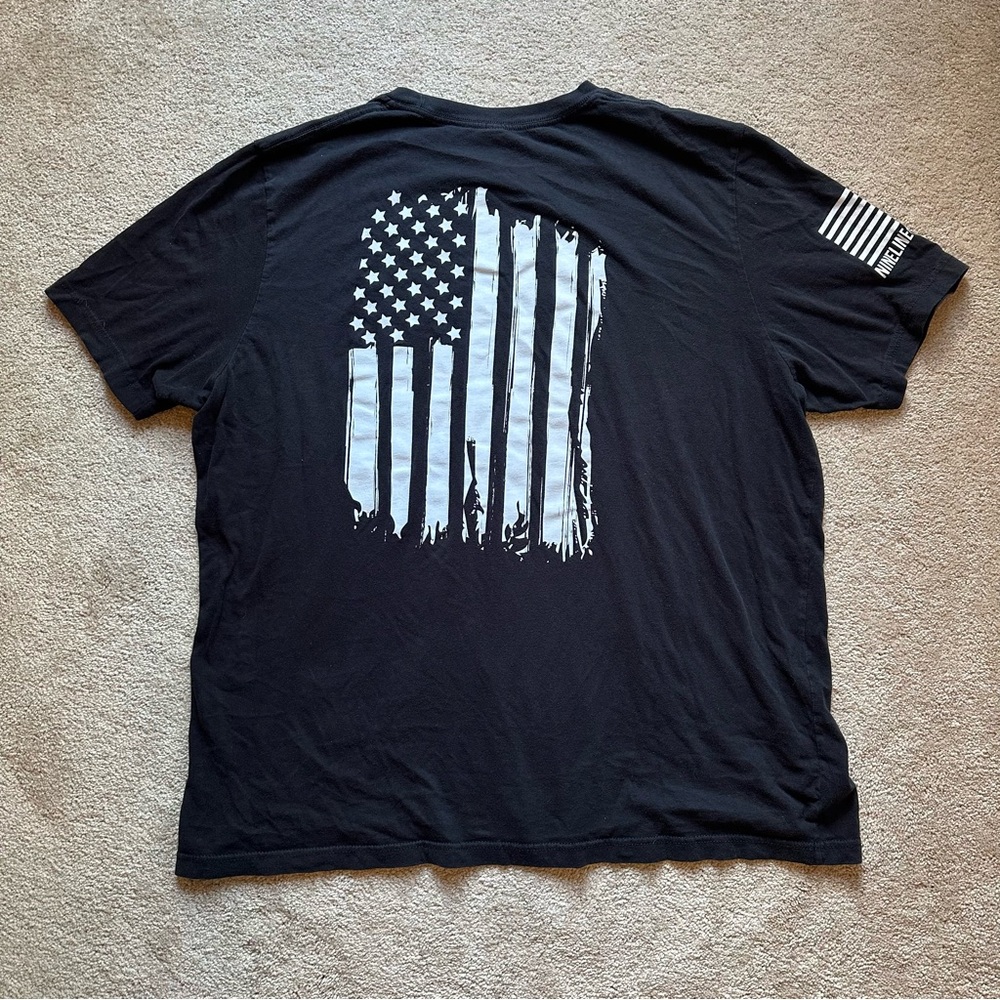 Men's Black Nine Line American Flag T-Shirt